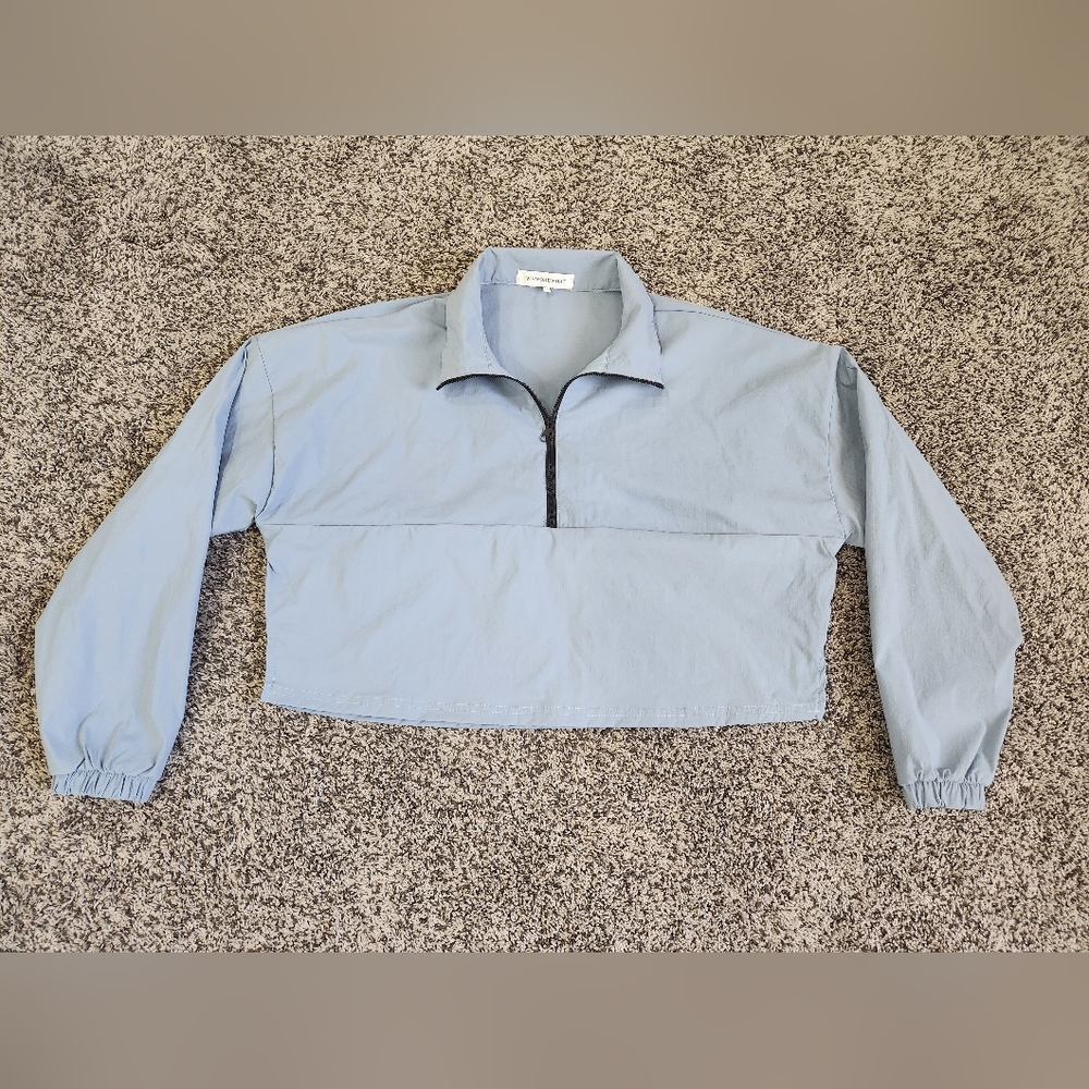WeWoreWhat Blue Cropped Quarter Zip Top Size S